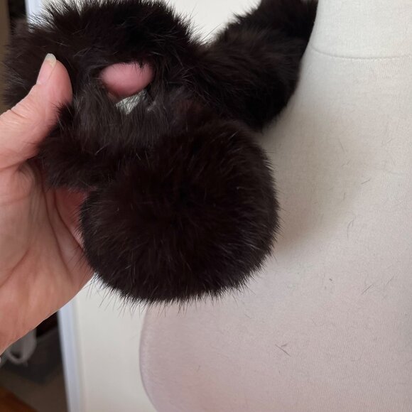 Genuine Rex Rabbit Fur Dark Brown Neck Warmer Scarf By Cejon Accessories‎ Inc. - Picture 5 of 10